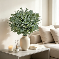 20 tiges de verdure artificielle hautement réalistes, fausses feuilles d'eucalyptus en vrac, feuillage mixte pour centres de table, vase, fleurs DIY