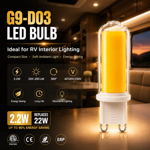 AC230V หลอดไฟ LED G9 2.2วัตต์ไม่มีการสั่นไหวแก้วเซรามิก2700K 220LM สีขาวอบอุ่น80 CE ETL - Product Image 1