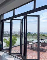 Porte pliante en verre de style moderne, très vendue, en alliage d'aluminium, double vitrage, isolation thermique, couleur personnalisée, pour entrée de villa ou hôtel
