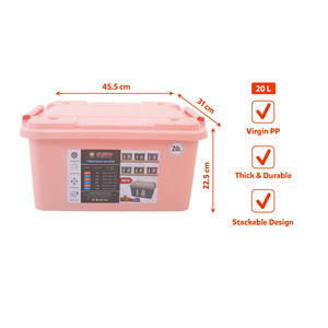 Boîte de rangement empilable en plastique PP de 20 L avec couvercle - Étanche, hermétique, pour la cuisine, la maison, le placard, organisateur portable, écologique, conteneur pour jouets - Product Image 4