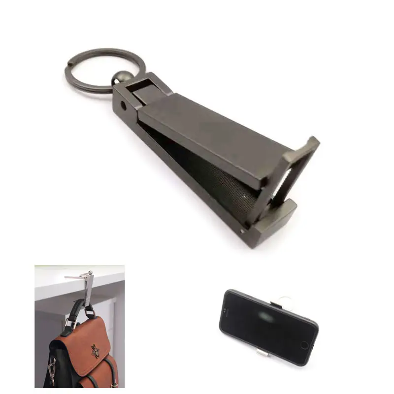 Creative Portable Practical Bag Hanger Table Bag Hook keychain Metal phone Holder