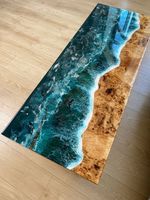 Table en résine époxy paysage de plage de luxe