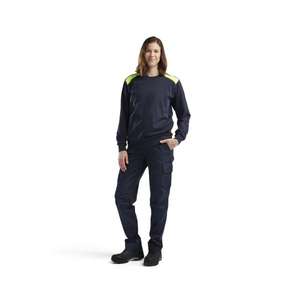 BLAKLADER - 340811588633L Sudadera mujer Azul marino oscuro/amarillo-EAN 7330509889886 WORK HOODIES - Product Image 3
