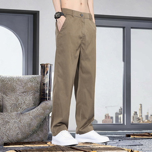 High Quality Men <b>Summer</b> Casual Vintage Breathable Lyocell Wide Leg Long <b>Pants</b> Mid Waist Zipper Fly Cool Loose Straight Flat - Product Image 3