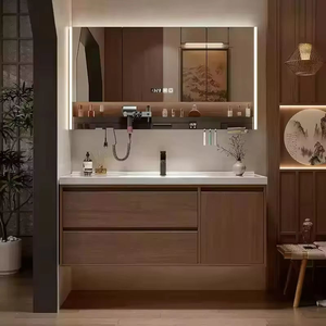 Nouvel ensemble de lavabo en céramique de pierre frittée sans joint pour salle de bain, meuble-lavabo <span class=keywords><strong>Paris</strong></span> au design moderne pour hôtel et appartement - Product Image 1