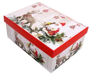 صندوق هدية الكريسماس الفاخرة صناديق الورق المقوى الصلب على شكل مربع هدية