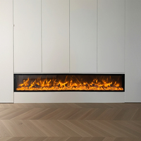 Insert de cheminée électrique linéaire encastré moderne, flamme réaliste 7 couleurs, fonction de chauffage décorative pour fond de télévision