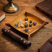 Plateau à dés en cuir véritable enroulable avec fermeture à pression, support de rangement portable pour dés, tapis de jeu pliable pour dés, accessoires de jeu de société RPG