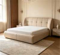 Lit double en tissu haut de gamme, style minimaliste italien, pour chambre principale, design moderne, idéal pour mariage, avec finition 'Blast Biscuit'