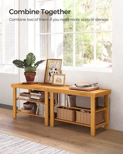 Bamboo Shoe Rack <strong>Bench</strong> for <strong>Hallway</strong> Living Room 3-Tier Bamboo Shoe Storage Organizer Wooden Shoe Shelf Bamboo Storage Holder - Product Image 5