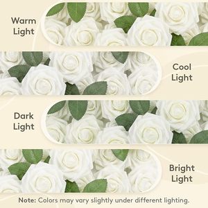 Fleurs artificielles Lifewit, 25 pièces, roses en mousse ivoire, aspect réaliste, tiges rustiques, romantiques, européennes, fausses roses, bouquets <span class=keywords><strong>de</strong></span> <span class=keywords><strong>mariage</strong></span> DIY - Product Image 4
