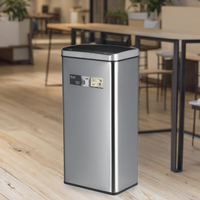 Poubelle électronique de cuisine 70L avec capteur et couvercle, en acier inoxydable anti-traces de doigts