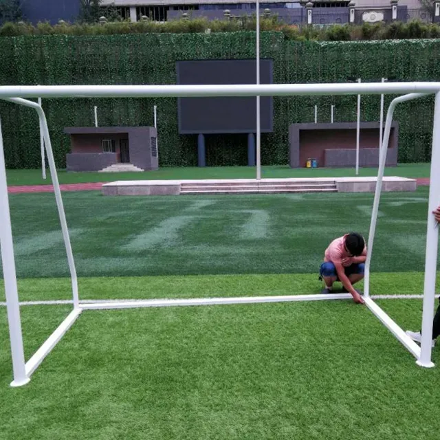 Lapangan Sepak Bola Berkualitas Tinggi Alu Alloy Gawang Futsal Bergerak dengan Jaring Warna Putih Pemasangan Mudah