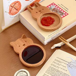 Ensemble de 2 sauces à trempage créatives en bois de hêtre pour marmite chaude pour chat et lapin Vaisselle en bois et sauces à trempage créatives pour jus de tomate - Product Image 4