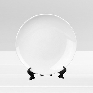 Assiettes décoratives à sublimation en céramique de 8 ou 10 pouces, logo personnalisé, plaque lune avec support individuel, presse à chaud, plaque en céramique blanche - Product Image 1