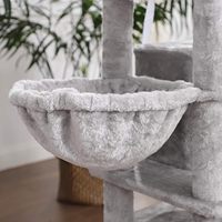 Grand arbre à chat de luxe en bois et papier de 64,57'' avec plusieurs niveaux, centre d'activités pour plusieurs chats, condo confortable, hamac, perchoirs et griffoirs