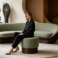 Pouf cylindrique minimaliste vert en bouclette, repose-pieds décoratif pour la maison, la villa, l'hôtel, le hall d'entrée - Vente en gros