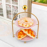 Plateau de service rond moderne en métal écologique à 2 niveaux, moule à gâteau pour la décoration de gâteaux et les fêtes de mariage