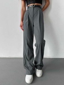 Pantalones y pantalones casuales personalizados Pantalones <span class=keywords><strong>de</strong></span> traje rectos para <span class=keywords><strong>mujer</strong></span> Pantalones <span class=keywords><strong>de</strong></span> <span class=keywords><strong>vestir</strong></span> <span class=keywords><strong>de</strong></span> pierna ancha sueltos <span class=keywords><strong>de</strong></span> cintura alta para <span class=keywords><strong>mujer</strong></span> - Product Image 3