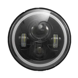 Farol automotivo, farol de led automotivo 7 polegadas, com lâmpada para condução, anel halo, para wranglers, 0ff-road, para carro, h4