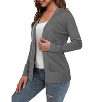 Vente en gros de pulls cardigan longs pour femmes personnalisés maillots en tricot décontractés pour femmes pour l'automne logo sur le devant