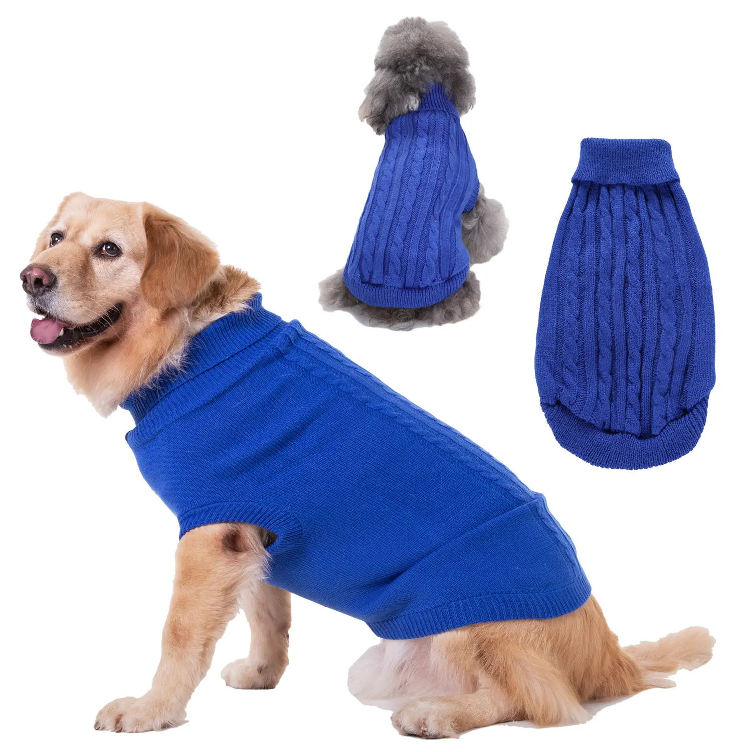 Fashion Luxury Pet Dog Cat Turtleneck Solid Colors Warm Sweater Winter Pet Knitted Christmas Dog Clothes