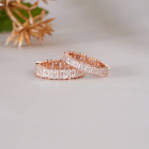 Bague Éternité en Diamant Baguette Or Rose Élégante Empilable Bijoux de Mariage Anniversaire pour Femmes Cadeau de Luxe - Product Image 2