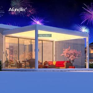 AlunoTec थोक पिछवाड़े आउटडोर लौवर मंडप एल्यूमीनियम उद्यान मोटर चालित Gazebo धातु मंडम - Product Image 3