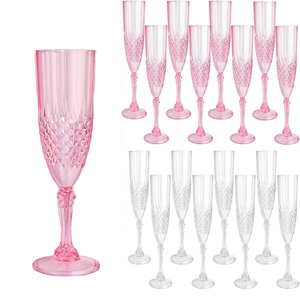Flute da Champagne in Plastica Infrangibile da 6 OZ, Calice di Lusso Riutilizzabile <span class=keywords><strong>per</strong></span> Matrimoni, Bar, Feste, Eventi e <span class=keywords><strong>San</strong></span> <span class=keywords><strong>Valentino</strong></span> - Product Image 1