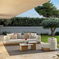 Ensemble de table et canapé d'extérieur en teck de qualité supérieure avec tissu imperméable marin, mobilier de jardin modulaire de luxe pour patio AU Espagne