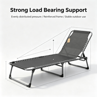 Chaise longue extra large en métal rembourrée Oxford, inclinable et réglable, pour extérieur, plage, camping, piscine, bureau, sieste, lit de jour, usage hôtelier