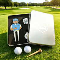 Nouveau design : Coffret cadeau de golf avec marqueur de balle à finition martelée, outil ergonomique de réparation de divots et jeton de golf plaqué.