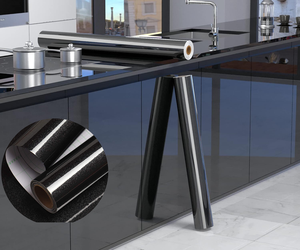 ORON DECO <span class=keywords><strong>Carta</strong></span> <span class=keywords><strong>da</strong></span> Parati Nera Lucida Glitterata Autoadesiva Design Moderno Impermeabile Staccabile e Riposizionabile <span class=keywords><strong>per</strong></span> Cucina - Product Image 1