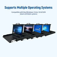 Consola KVM LCD de 17.3 Pulgadas, Conmutador VGA de 8 Puertos, Cajón de Montaje en Rack 1U, Monitor Dual para Centros de Datos