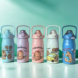 Termo de Acero Inoxidable con Diseño de Dibujos Animados, <span class=keywords><strong>Taza</strong></span> Térmica con Pajita de Gran Capacidad, Portátil para Niños, Uso Doméstico - Product Image 5