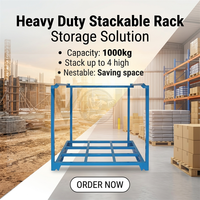 Étagère de stockage en acier de taille personnalisée, démontable, empilable, avec revêtement en poudre, pour entrepôt
