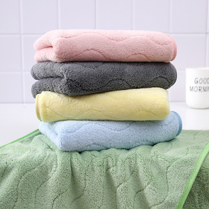 Coral Fleece Bath <b>Towel</b> Solid Color Rectangle 300g 400g <b>Quick</b> Dry Home Use - Product Image 1