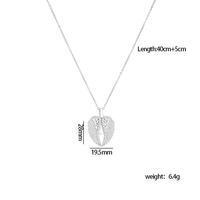 Collier en acier inoxydable avec pendentif réglable en forme d'ailes d'ange et de cœur, accessoire de vente en gros N26115