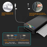Longueur réglable 3.0 HUB USB et port de données type-c support de moniteur d'ordinateur pliable avec tiroir de rangement fente pour stylo état neuf