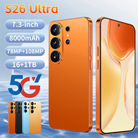 Téléphones Mobiles S26 Ultra Écran Complet 7,3 Pouces 16 Go de RAM 1 To de ROM Android 15 Double Appareil Photo 78MP 108MP Batterie 8000 mAh Vente en Gros