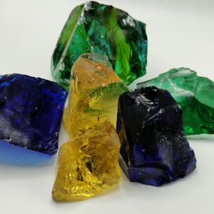 หินแก้วสีฟ้าอมม่วง หินแก้วขนาดใหญ่ รูปทรงไม่สม่ำเสมอ สำหรับตกแต่งมุม บล็อกแก้วบด - Product Image 3