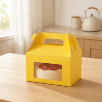 Boîte à gâteau en papier jetable en gros avec poignée, emballage personnalisé pour boulangerie, à emporter, pour anniversaire, mariage, fête