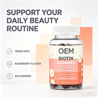 OEM Özel Etiketli Biotin Jelibonları 60 Adet 10000 MCG Ahududu Aromalı Besin Takviyesi
