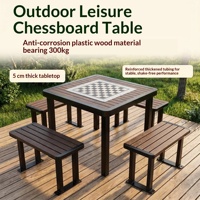 Ensemble de table et chaises de loisirs d'extérieur, table hexagonale en plastique et bois, table d'échecs de parc, combinaison pour site panoramique, banc d'extérieur