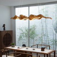Lustre LED suspendu en résine Wabi Sabi japonais, design créatif zen postmoderne, pour table à manger longue ondulée en bois et plafond haut