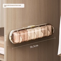 NFS Boîte de rangement murale transparente en plastique sans perçage pour sous-vêtements Boîte à compartiments pour chaussettes et sous-vêtements