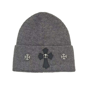 Snuggly and Soft <strong>Winter</strong> Knit Cross Decoration Beanies Solid Color Knit Hat Skull <strong>Cap</strong> with Cuff - Product Image 1