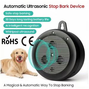 Dispositif <span class=keywords><strong>anti</strong></span>-<span class=keywords><strong>aboiement</strong></span> ultrasonique en plastique pour chien, 3 modes, rechargeable, <span class=keywords><strong>longue</strong></span> <span class=keywords><strong>portée</strong></span> 32 pieds, garantie 1 an, pour usage intérieur/extérieur - Product Image 1