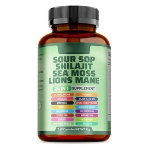 Cápsulas de Guanábana para Adultos OEM con Mezcla Herbal 24 en 1 - Incluye Graviola, Shilajit, Musgo Marino, Melena de León, Cúrcuma, Ashwagandha - Product Image 1
