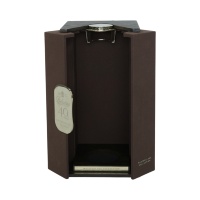 Boîte à whisky en bois de luxe à double ouverture avec badge métallique, étui de présentation de spiritueux doublé de velours haut de gamme, emballage cadeau haut de gamme pour vin